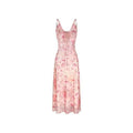 Pink Slim-Fit Floral Strap Dress – Patchwork Detail