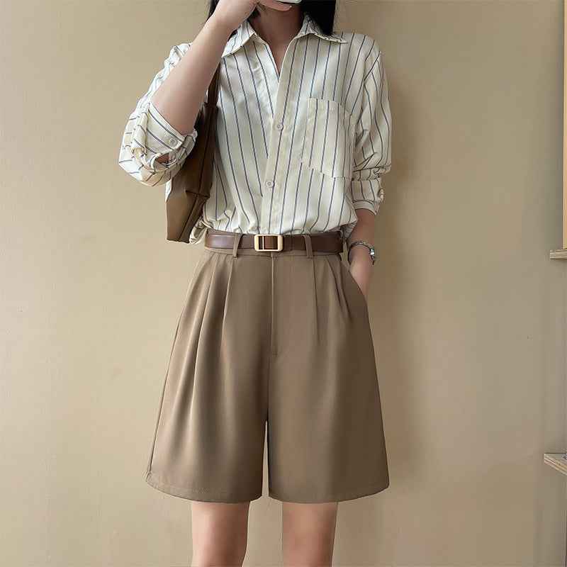 Women's High-Waist Wide-Leg Shorts – Loose Fit, Tailored Style