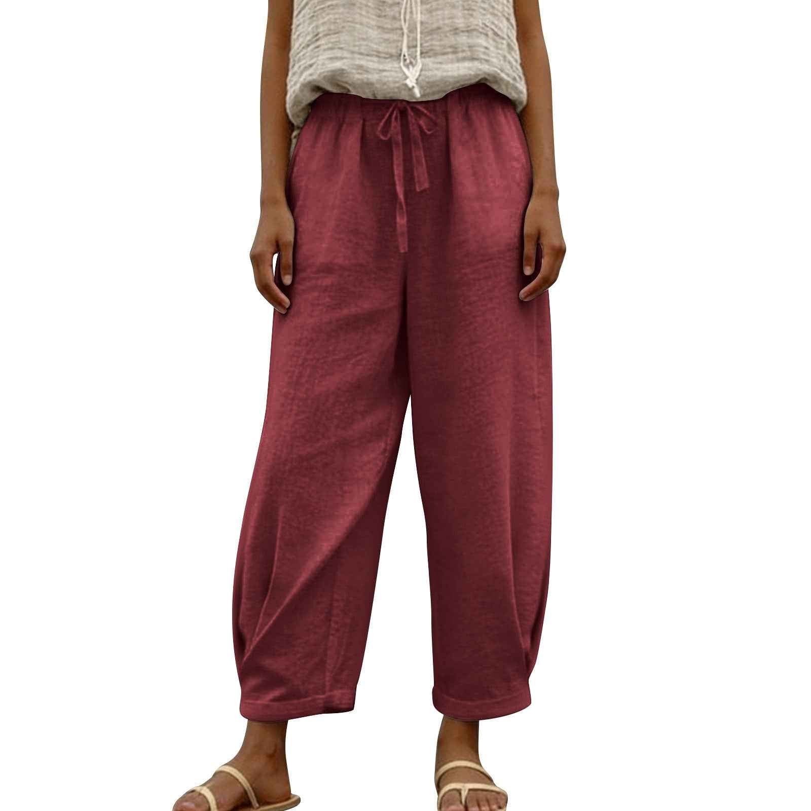 Women's High Waist Cotton-Linen Harem Pants