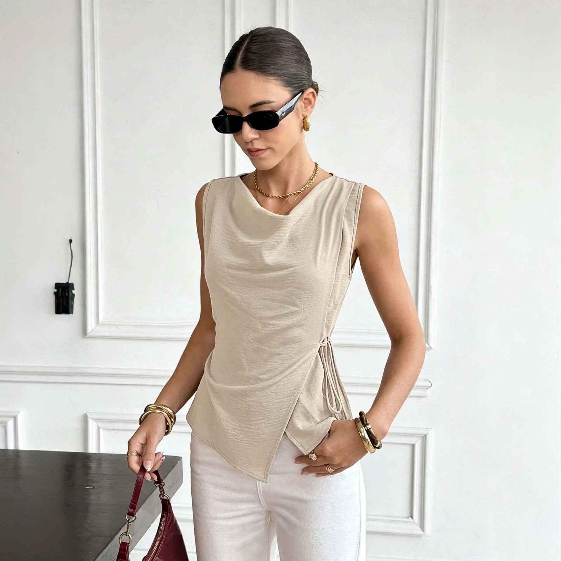 Women's Scoop-Neck Asymmetrical-Hem Sleeveless Top