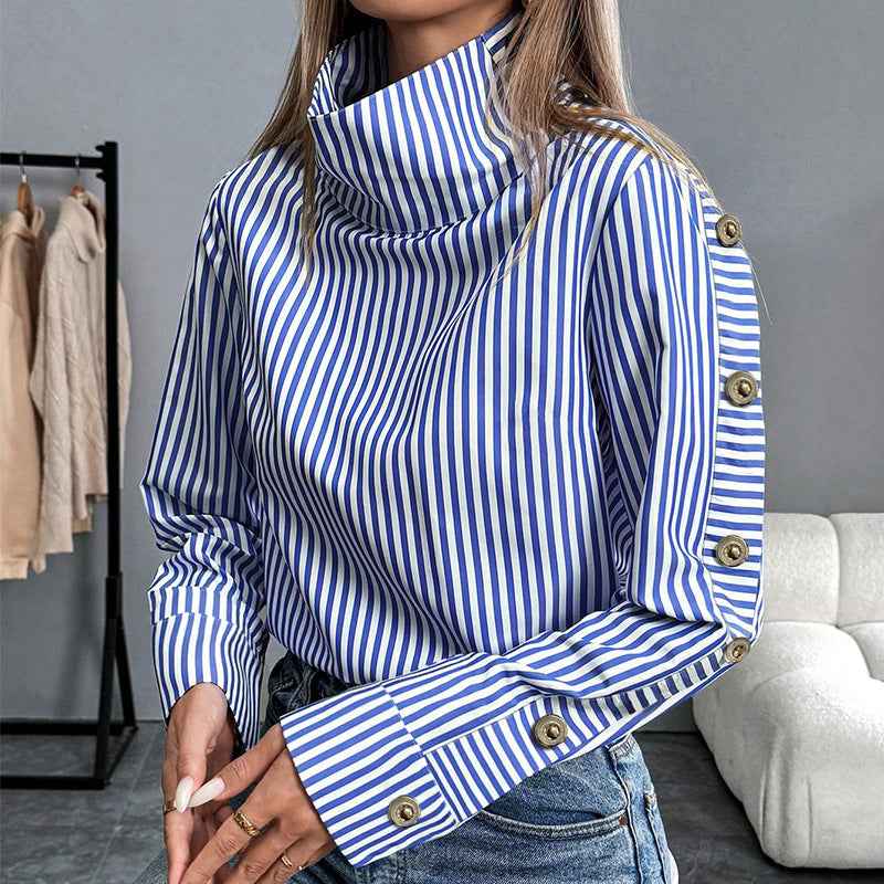 Striped Button-Up Long Sleeve Shirt | Women's Casual Blouse