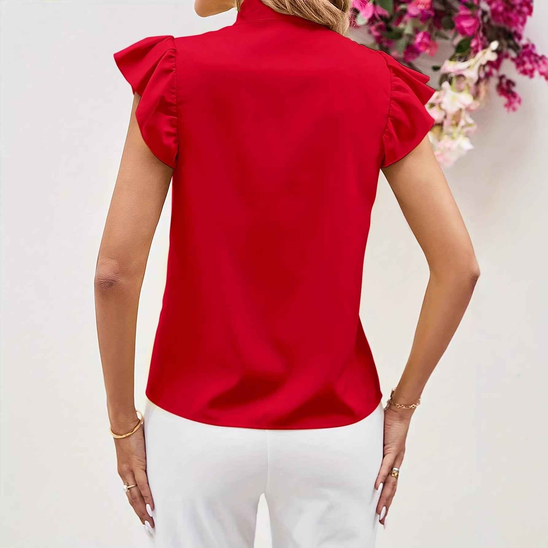 European And American-style Elegant Blouse With A Bow Tie