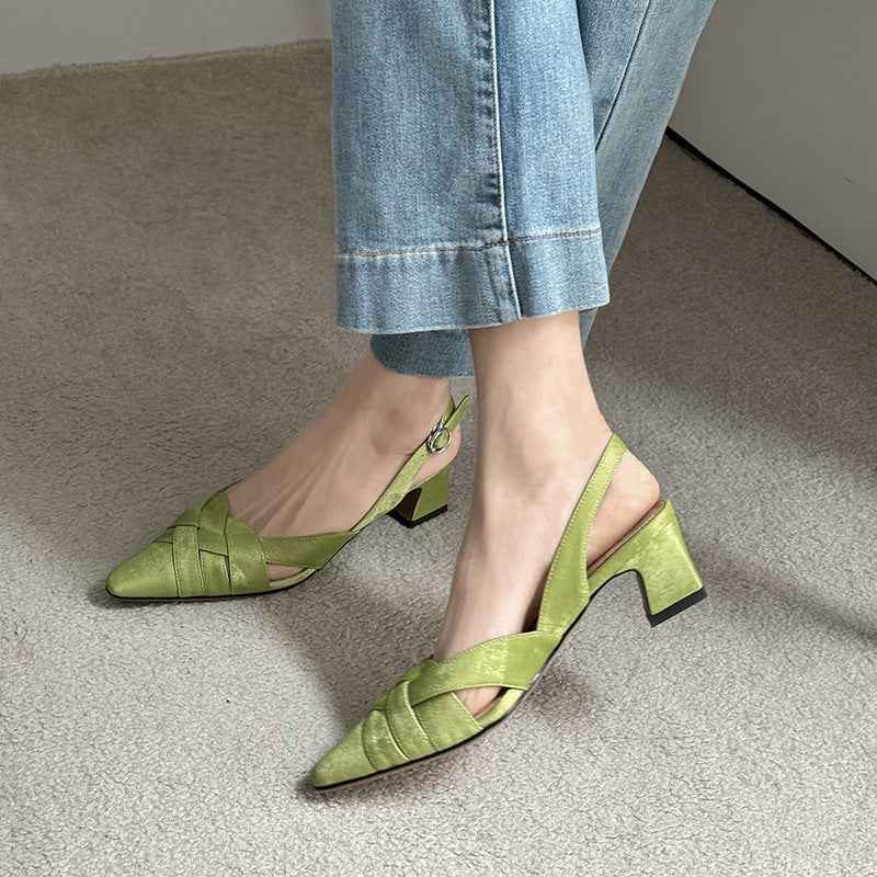 Womens Casual Square-toe Chunky-heel Sandals