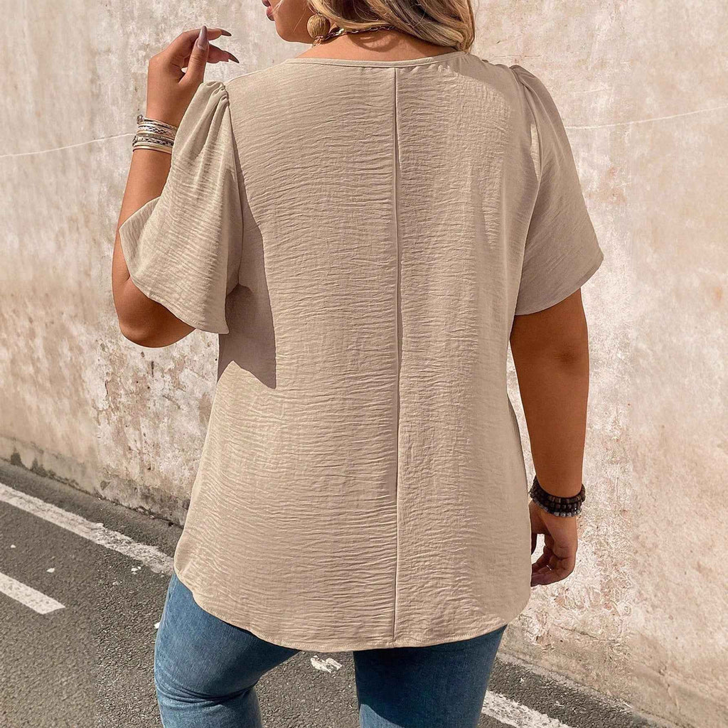 3D Effect Loose-Fit Spandex Pullover Top