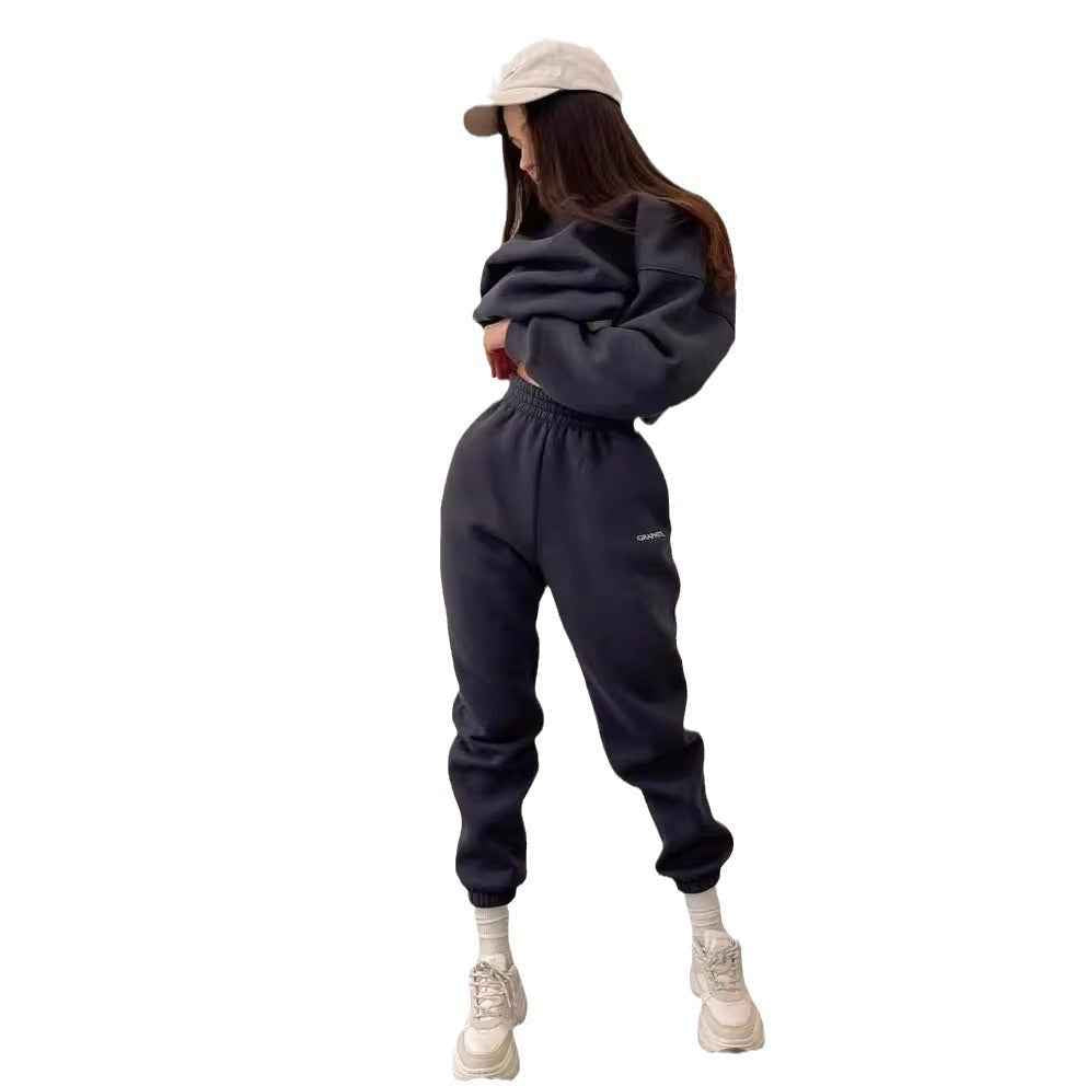 Embroidered Two-Piece Hoodie Set – Slim Fit Casual Sporty Co-ord