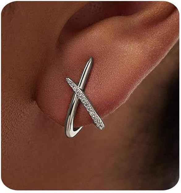 New Cross Zircon Stud Earrings For Women Minimalist Versatile Earrings Luxury Elegant Jewelry