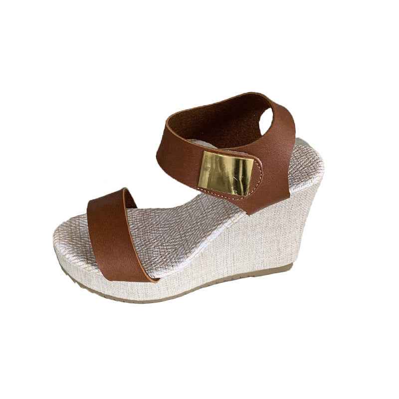 Velcro Strap Wedge Heel Sandals