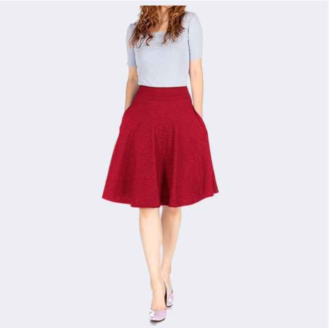 Knee-length A-line Skirt With Pockets Exuding An Elegant And Professional Vibe