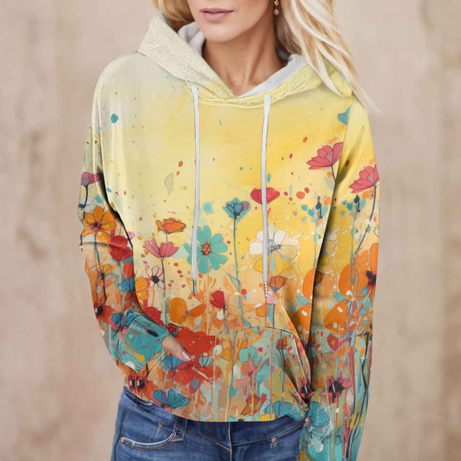 3D Digital Print Loose-Fit Women's Hoodie Sweatshirt