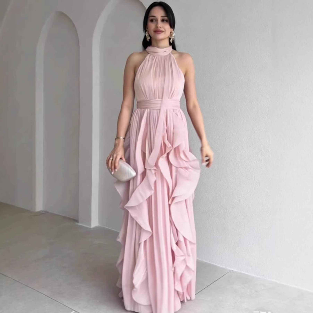Women's Sleeveless A-Line Maxi Dress with Ruffled Trim — 7 Colours, XS–3XL
