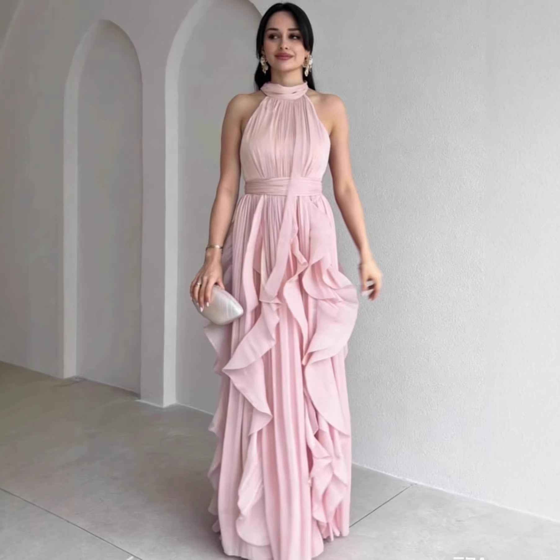 Women's Sleeveless A-Line Maxi Dress with Ruffled Trim — 7 Colours, XS–3XL