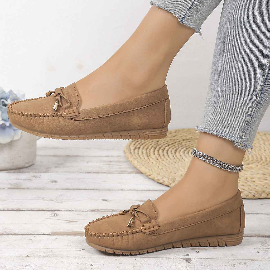 Women’s Casual Slip-On Flat Shoes – Hand-Stitched PU Loafers | Sizes 36–43