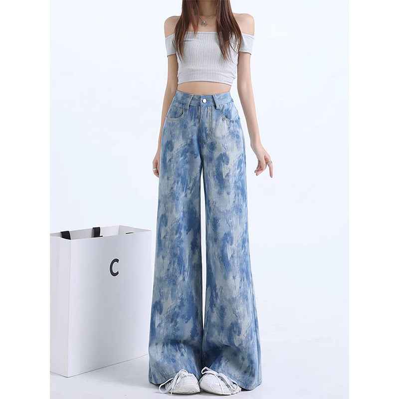 High-Waisted Flared Denim Pants – Painted Wash
