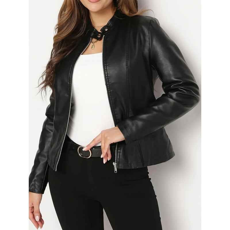 Short Chic Leather Jacket Coat