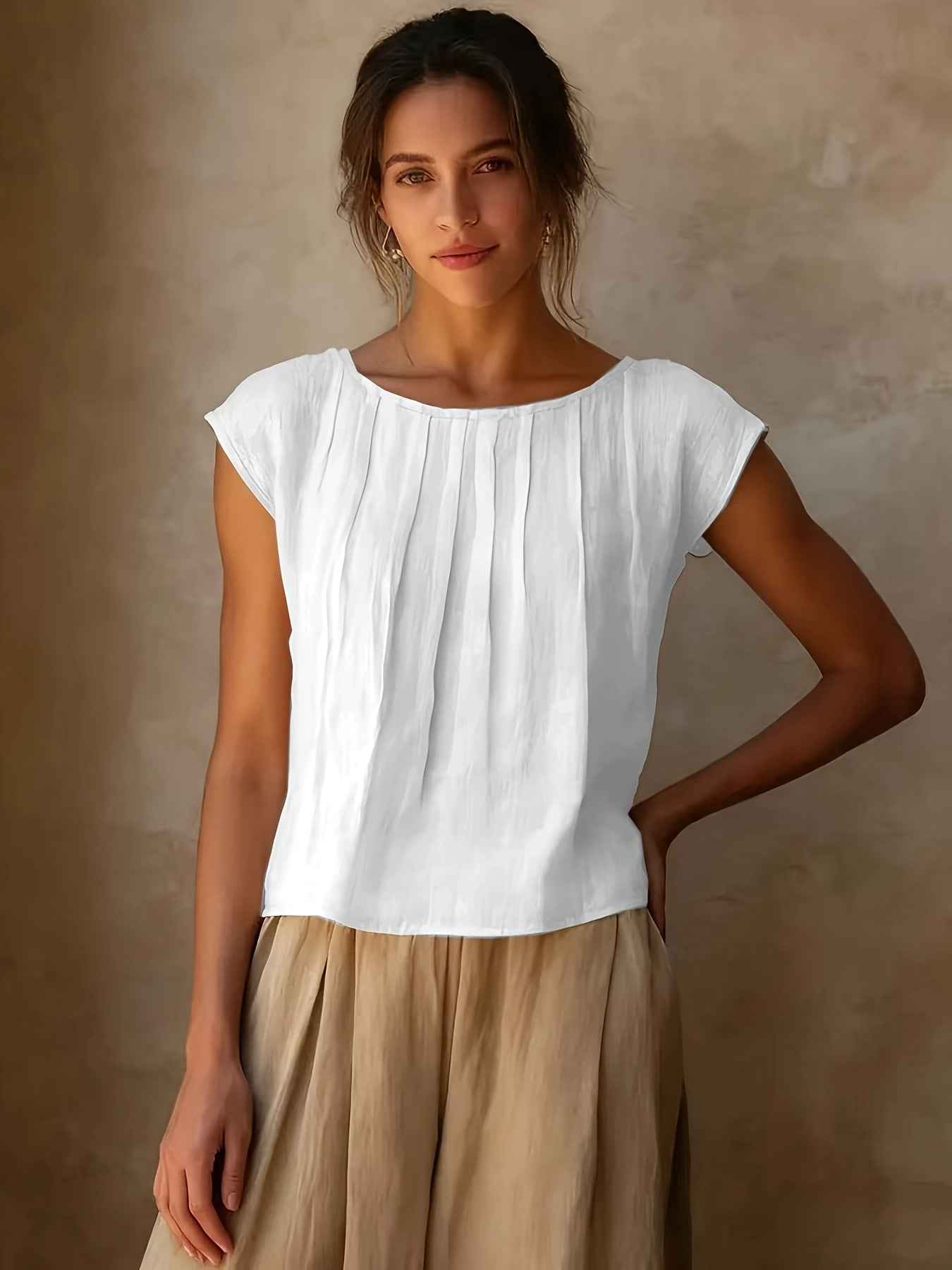 Patchwork Sleeveless Round-Neck Top – Literary Vintage Style
