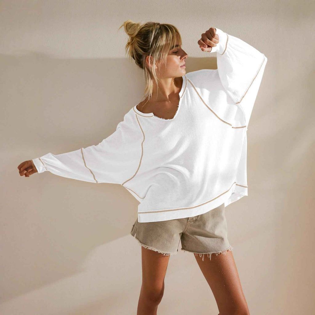 Womens V-neck Knit Sweater Casual Style