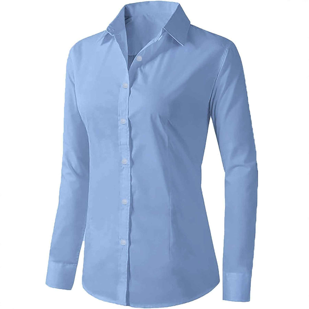 Slim-Fit Lapel Collar Button Blouse – Long Sleeve