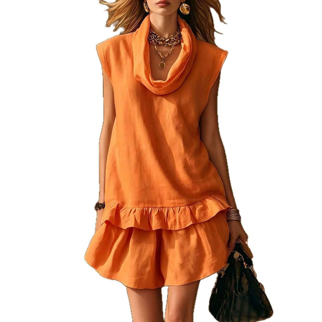 Sleeveless Ruffle-Trim Top & Mini Skirt Set — Casual Two-Piece