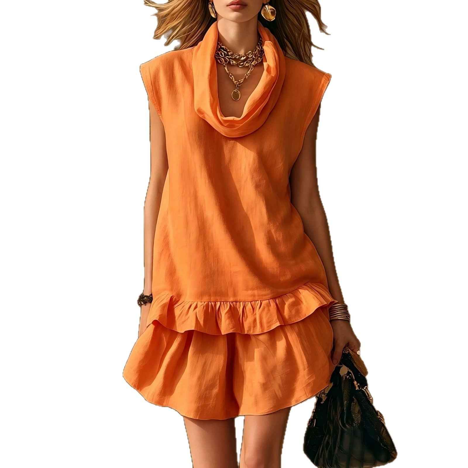 Sleeveless Ruffle-Trim Top & Mini Skirt Set — Casual Two-Piece
