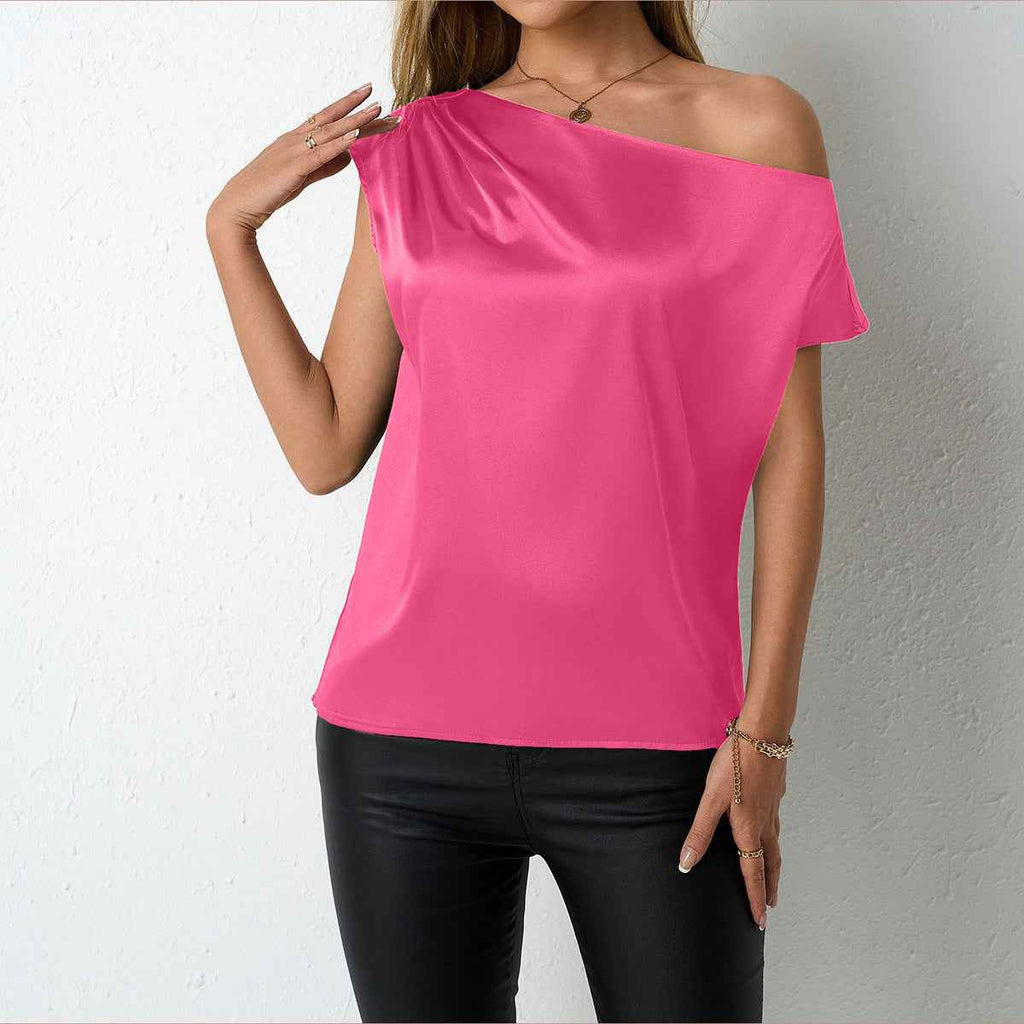 Elegant Satin Off-Shoulder Blouse