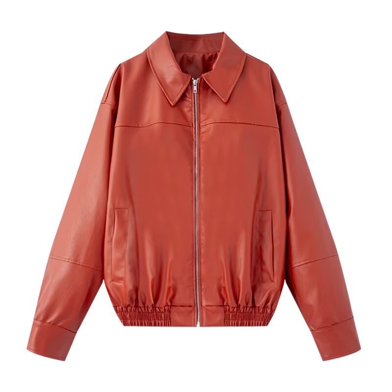 Faux Leather Patchwork Bomber Jacket