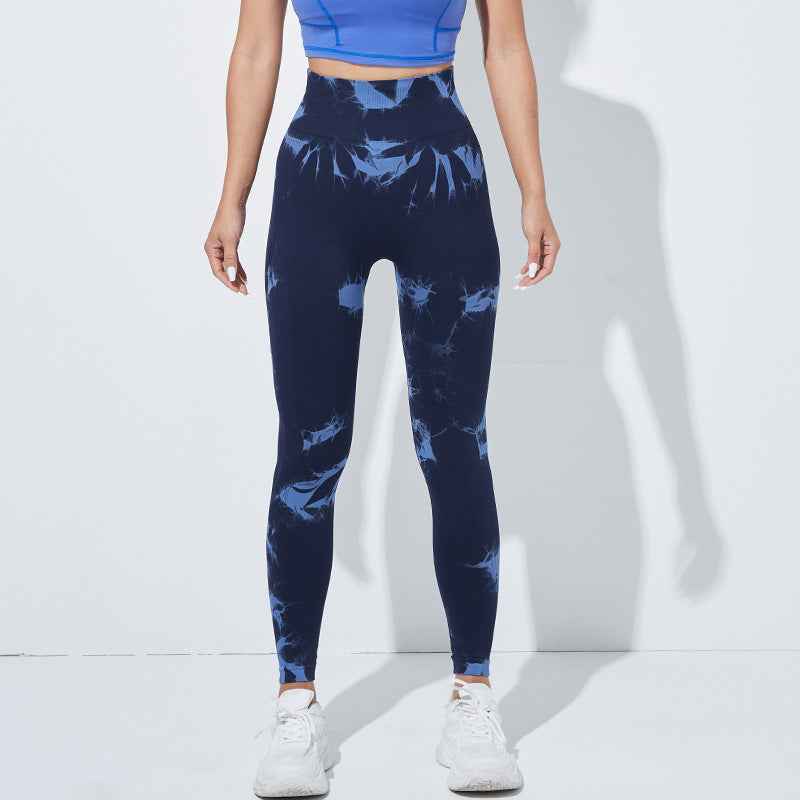 Seamless Tie-Dye Yoga Leggings — Nylon-Spandex Active Pants