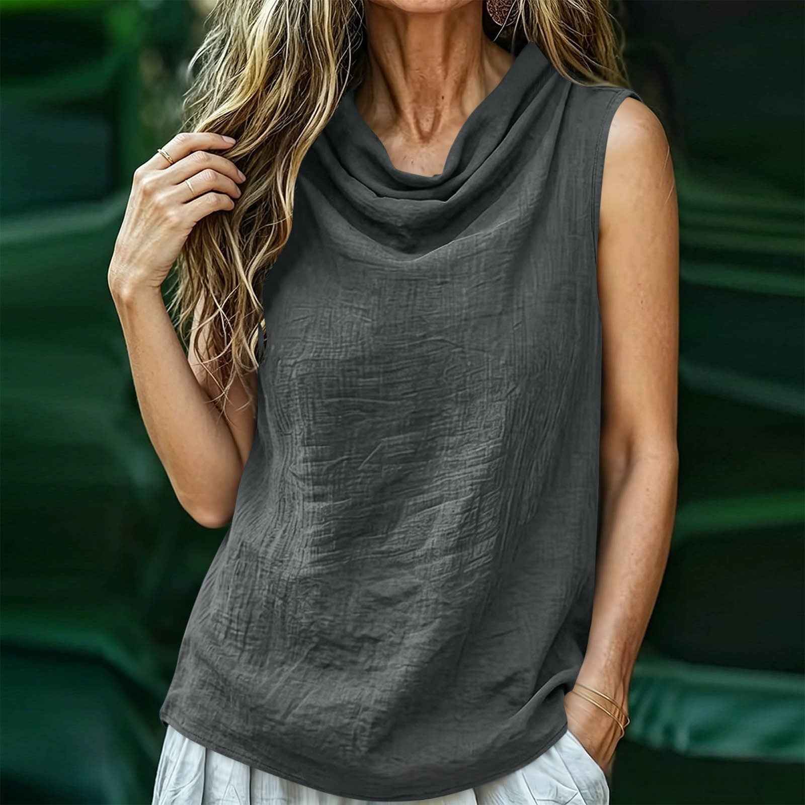 Women's Sleeveless Cotton-Linen Top — Loose Fit, 8 Colours