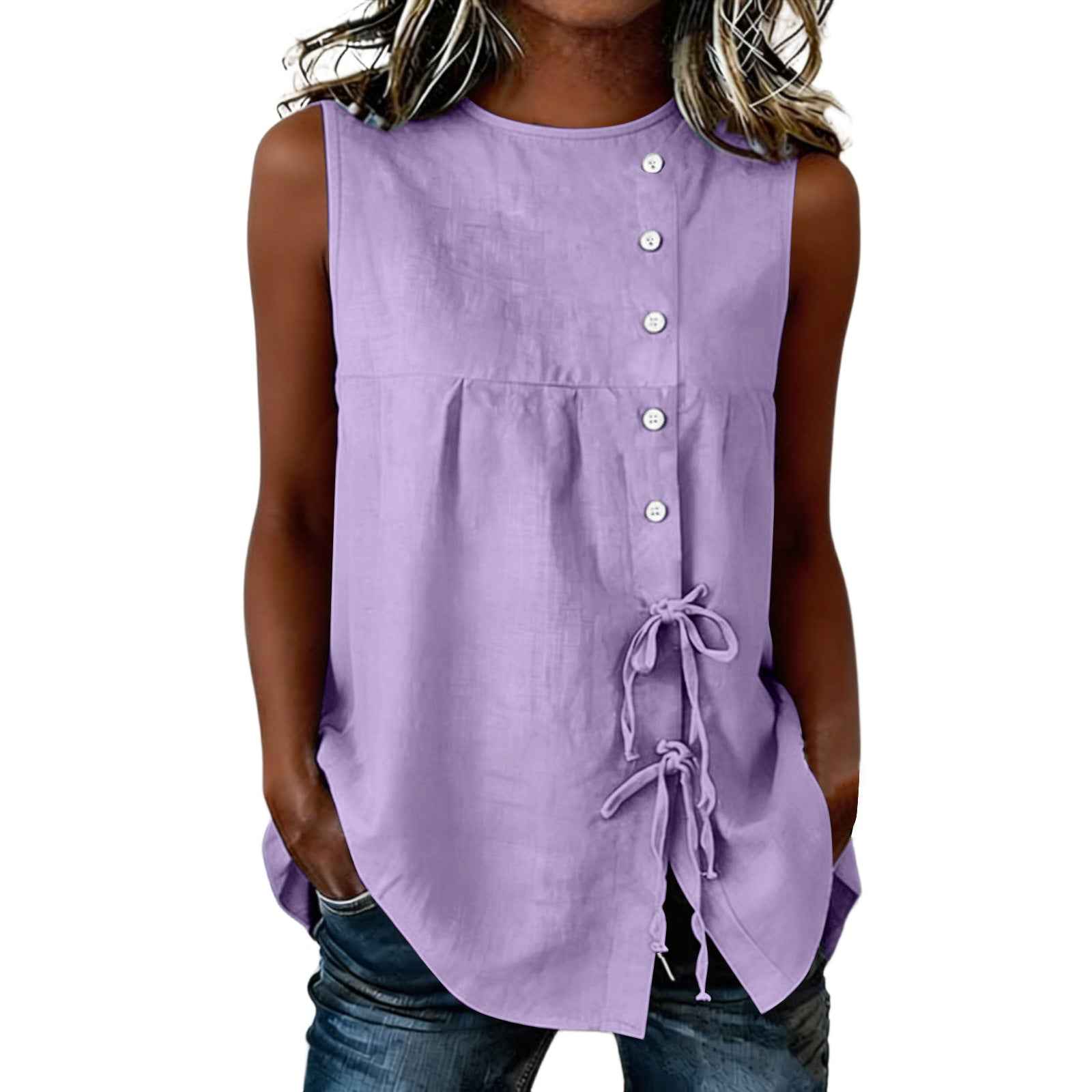 Sleeveless Patchwork Blouse