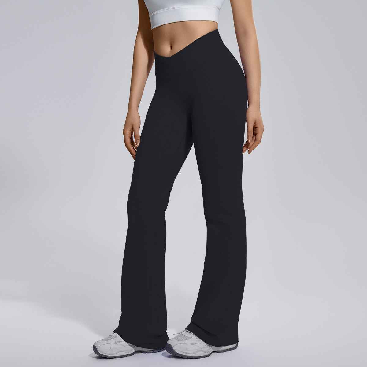 Flared Wide-leg Crossover Waist-hugging Tummy-control High-elastic Bell-bottom Pants