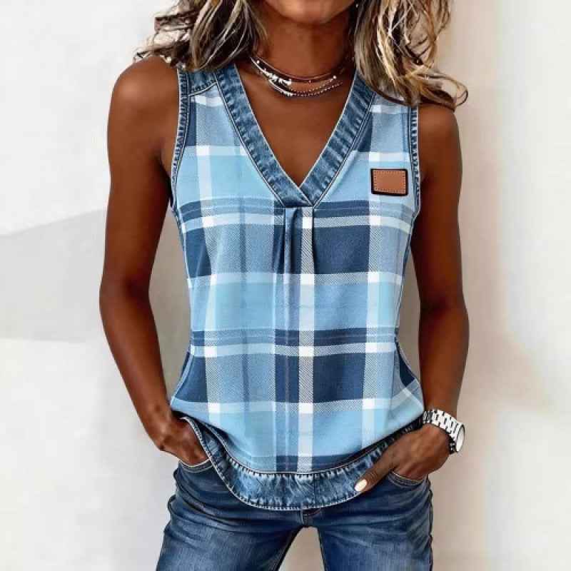 Women's Plaid Sleeveless Camisole – Y-Strap Summer Tank Top
