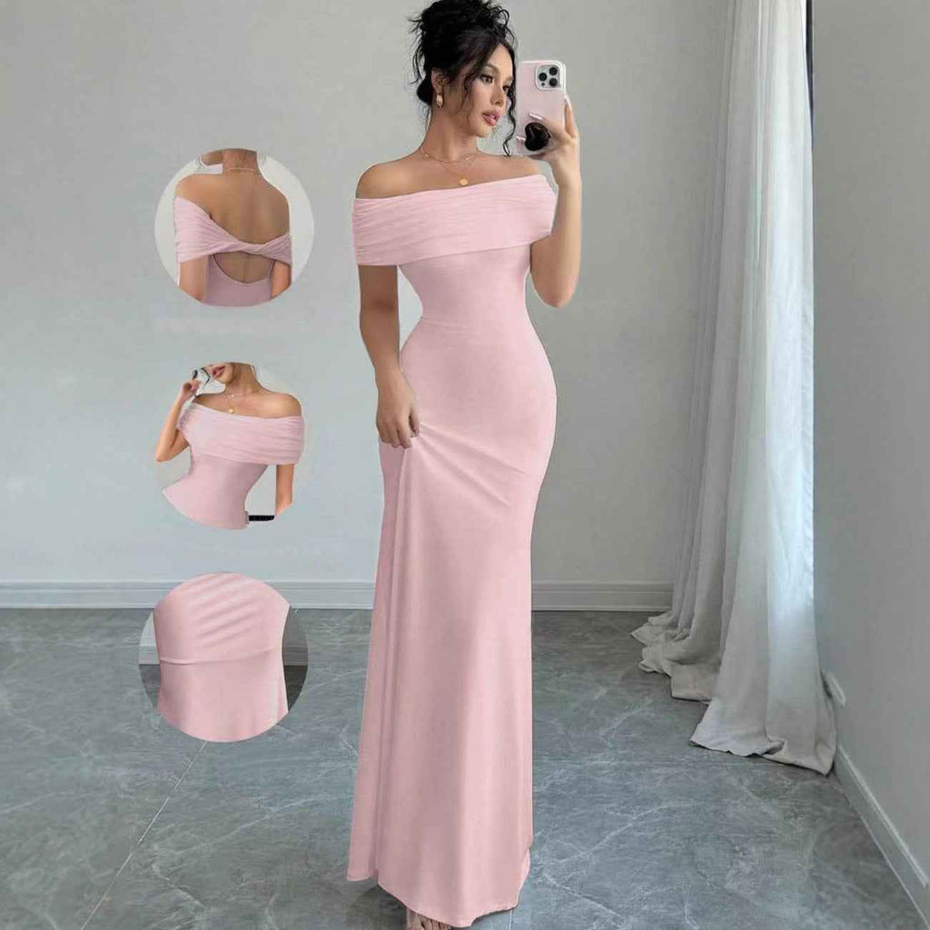 Off-Shoulder Maxi Bodycon Dress — 5 Colours, XS–XXL