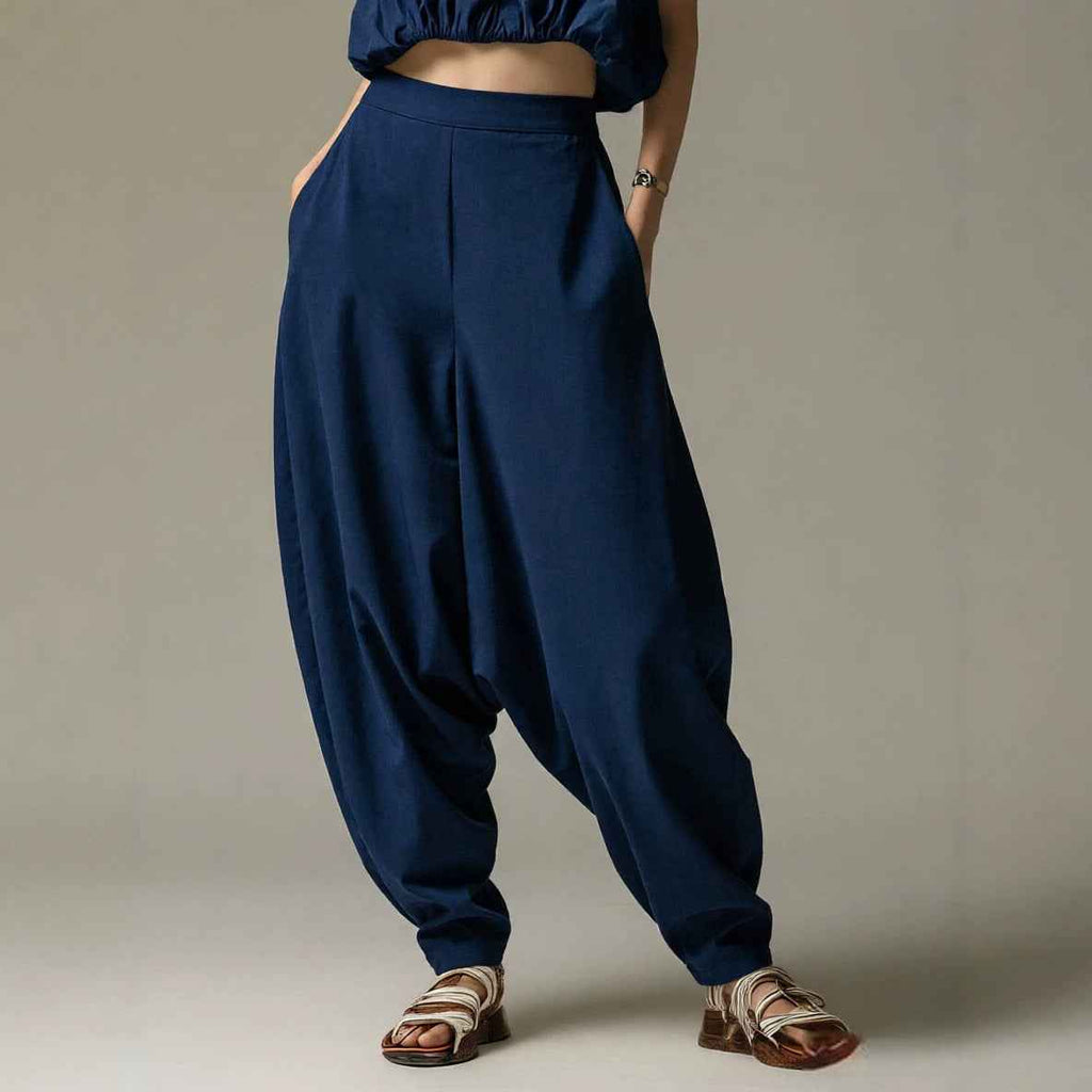 High-waisted Wide-leg Relaxed-fit Casual Trousers