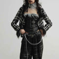 Women's Houndstooth Spliced V-Neck Coat