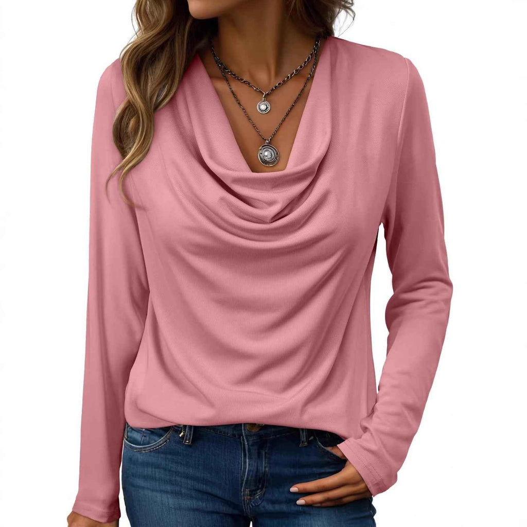 Womens Turtleneck Long-sleeve Loose-fitting Top