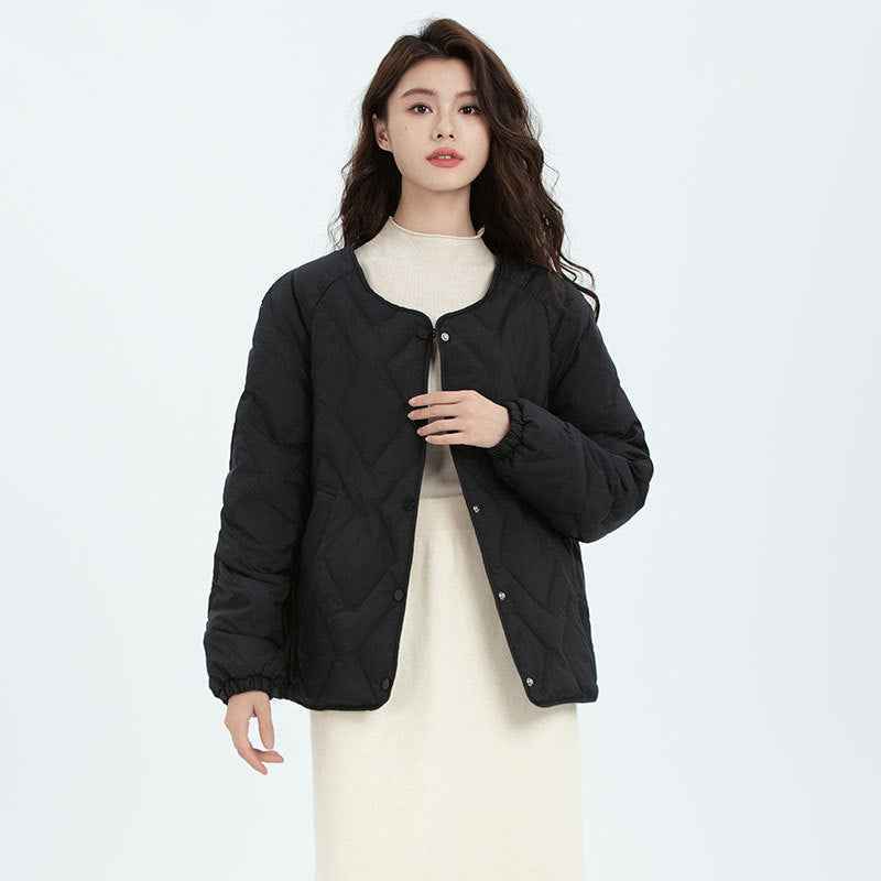 Diamond-Quilted Down Jacket — Lightweight, Slim Fit