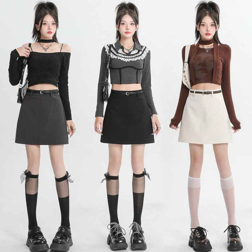Womens Skirt A-line Design Solid Color Fashionable