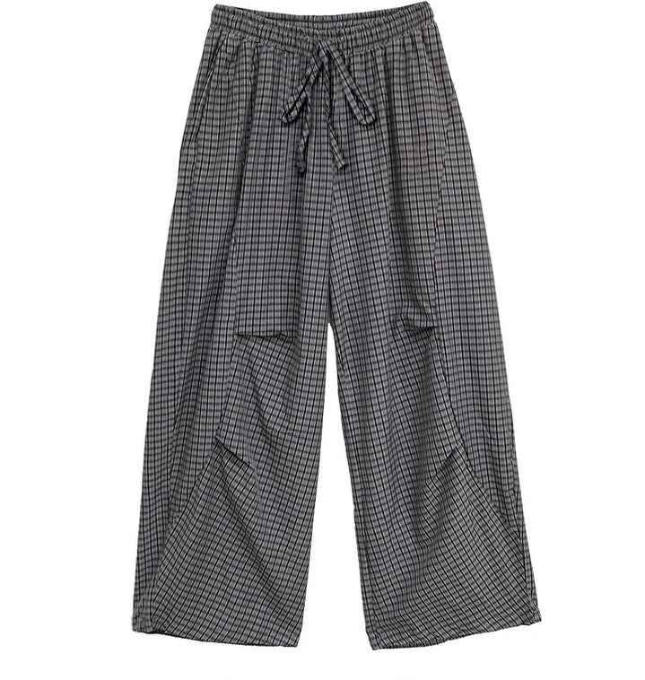 Elastic-waist Loose-fit Laid-back Long Pants