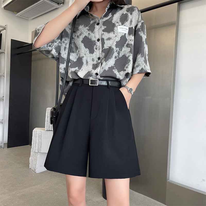 Women's High-Waist Wide-Leg Shorts – Loose Fit, Tailored Style