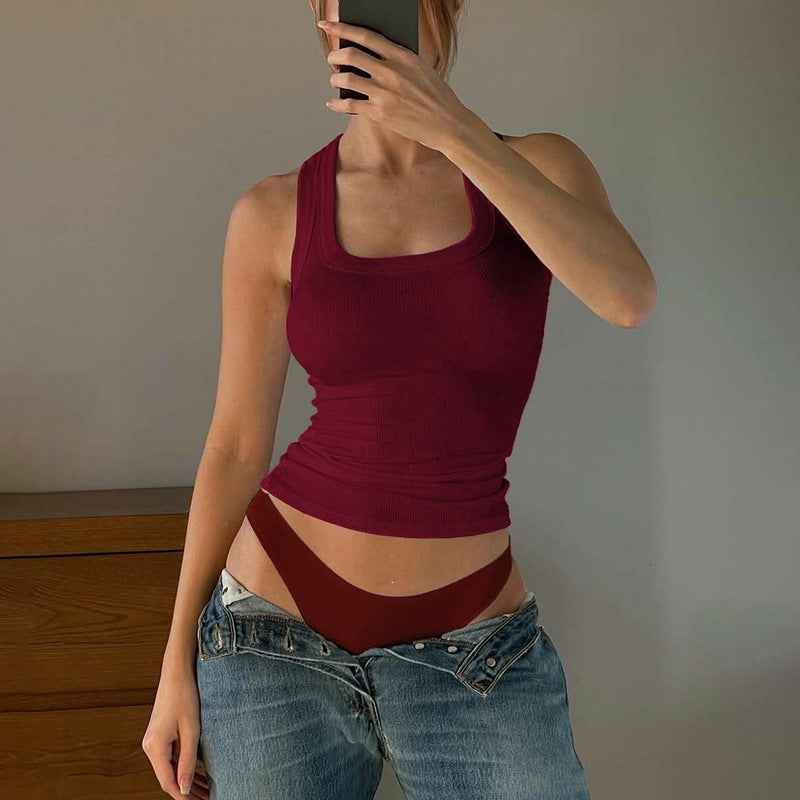 Women's Backless Cut-Out Cropped Tank Top