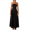 Strapless Pleated Patchwork Printed Dress