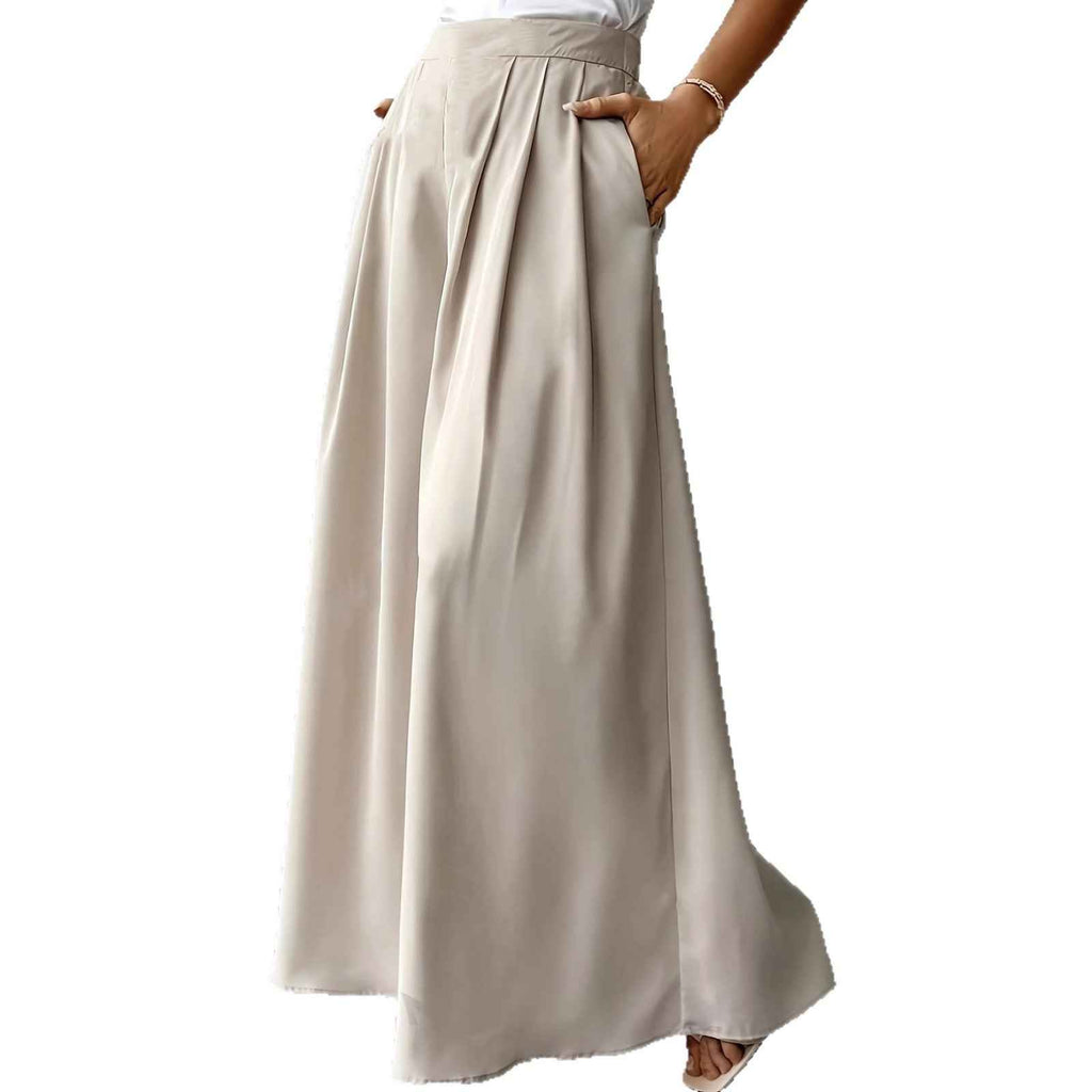 Women's High-Waist Wide-Leg Linen Pants — Pleated Bohemian Style