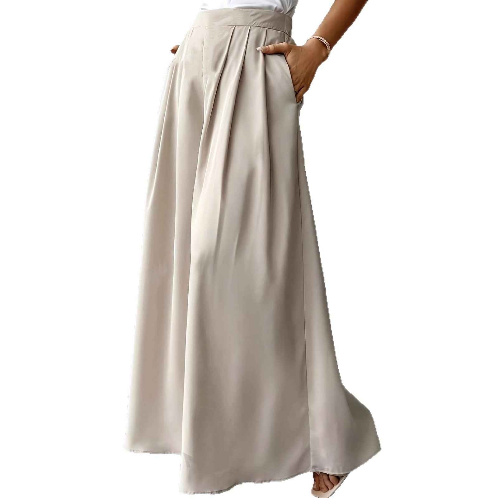 Women's High-Waist Wide-Leg Linen Pants — Pleated Bohemian Style