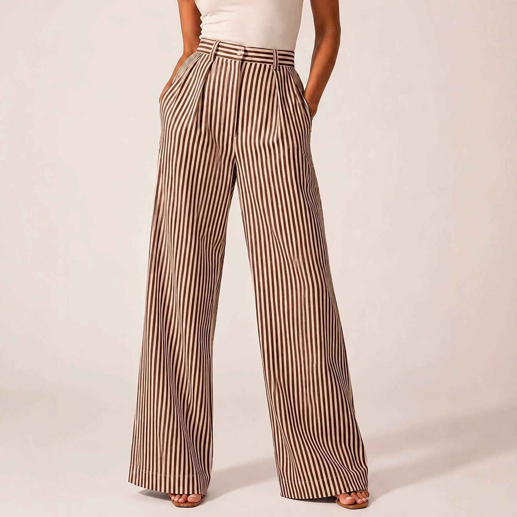 Stylish Striped Versatile Wide-leg Relaxed-fit Suit Trousers