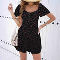 High-Waist Lace-Up Short Dress — Viscose, Elegant Commuter Style