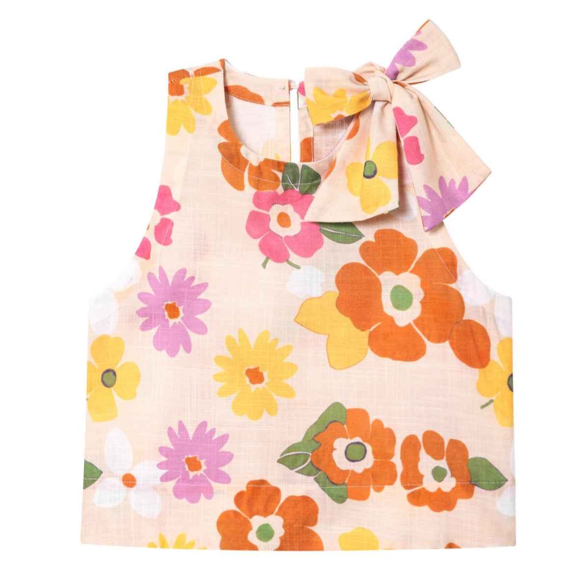 Women's Floral Print Bow-Strap Sleeveless Vest
