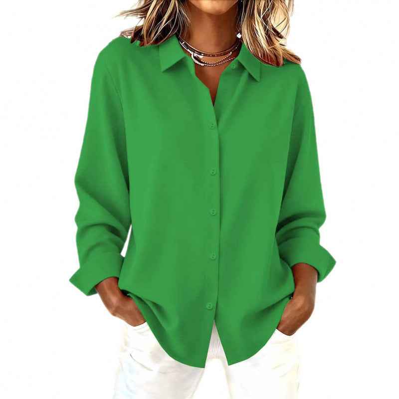 Womens Casual Long-sleeve Multi-color Multi-size Blouse
