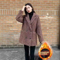 Women's Plaid Coat – Elegant Loose Fit with Pockets, S–XXL