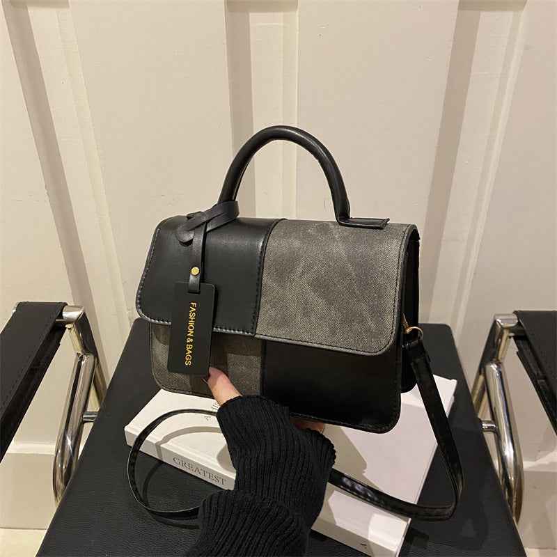 Textured Patchwork Tote Bag in PU Leather