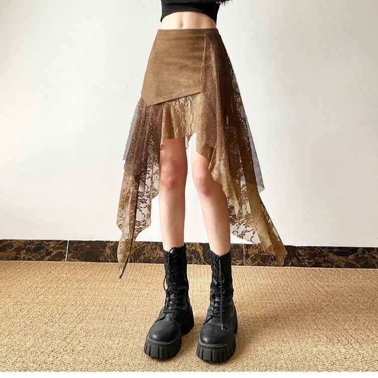 Women's Lace-Panel Bodycon Midi Skirt