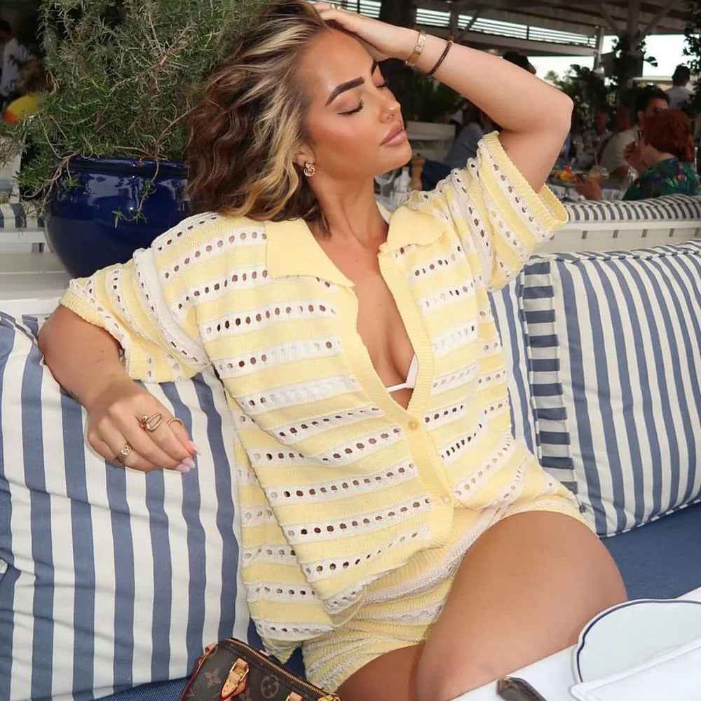 Knit Top & Shorts Two-Piece Set – Summer Beach Co-ord